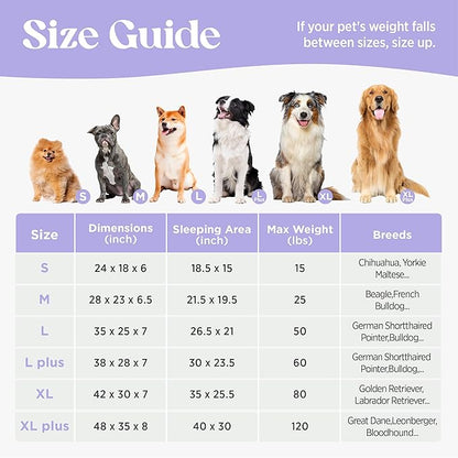 LE SURE Cute L-Plus Dog Beds, Orthopedic Waterproof Large Pet Bed with Sides, High Back Non-Slip Bottom and Egg-Crate Foam Dog Couch Sofa with Washable Removable Cover, Beige
