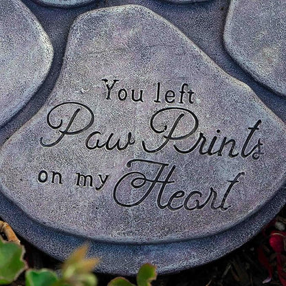 iHeartDogs Pet Memorial Garden Stone - 'You Left Paw Prints On My Heart' - Dog or Cat Bereavement Loss Gift
