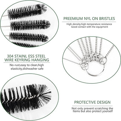 CiaraQ Bottle Cleaning Brushes, 8 Inch Nylon Tube Brush Set, Cleaner for Narrow Neck Bottles Cups with Hook, Set of 13pcs