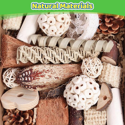 Kyouki Bird Toys Parrot Toys Natural Bird Foraging Box Foot for Parakeets,Cockatiels,Conures,Love Birds,and Other Small to Medium Birds (Medium)