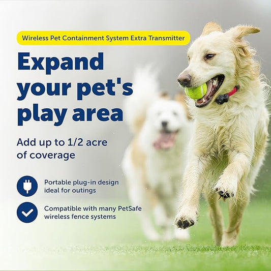 PetSafe Wireless Pet Containment System Extra Transmitter - Adds Up to 1/2 Acre to Stay & Play Wireless Fence or Pet Containment System