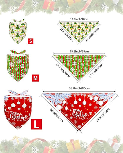 PET SHOW 50 Pack Christmas Big Dog Bandanas Bulk XL Washable Happy New Year Triangle Bibs for Medium Large Dogs Girl Boy Xmas Kerchief Set Pet Scarves Holiday Grooming Accessories