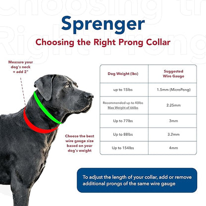 Herm SPRENGER Ultra-Plus Prong Dog Training Collar, 4 mm x 21" Neck Size, 4 mm x 25" Chain Length, Steel Chrome Plated Dog Prong Collar, Pinch Collar for Dogs, Dog Correction Collar