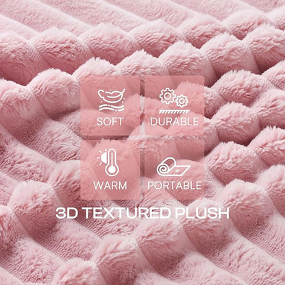 LINENLUX 1 Pack 3 Soft Fleece Dog Blanket for Pet Washable Warm Cat Puppy Fluffy Calming Flannel Beige/Pink/Grey Small