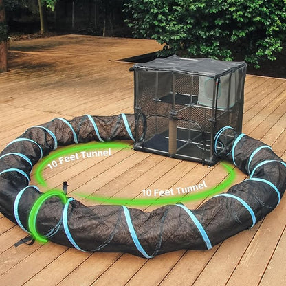 INTURN Cat Furniture Tent for Indoor and Outdoor Playpen Portable Cat Tunnels, Outdoor Kennel (10ft Tunnel)