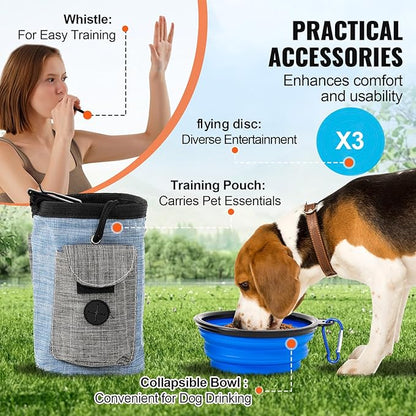 VEVOR Dog Agility Course Backyard Set, 13pcs Agility Training Equipment for Dogs, 2 Tunnels with Sandbags,Adjustable Hurdles,Weave Poles,Jump Ring,Pause Box, Puppy Obstacle Course Kit with Storage Bag