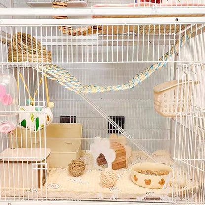 2 Pack Hanging Rat Rope Net, Bird Swing Toy, Parrot Climbing Ladder Bridge for Small Animal Cage Accessories
