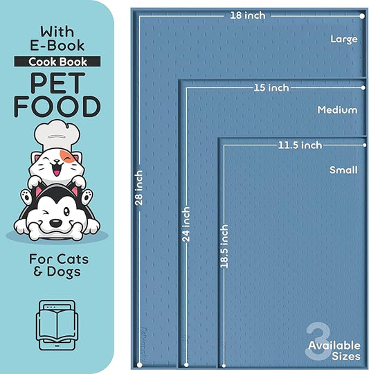 Dog Food Mat - 24x15 Raised Edges Dogs Mat for Food and Water Prevent Spill, Waterproof Cat Food Mats Protect Floors, Easy Clean Dog Bowl Mats for Food and Water, Silicone Pet Feeding Placemats