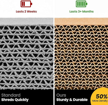 Cat Scratcher, Durable Scratch Pad, Corrugated Cardboard Scratching Board for Indoor Cats, Heavy Duty, Double-Sided Usability, Recyclable, with Catnip, Medium, 2 Packs