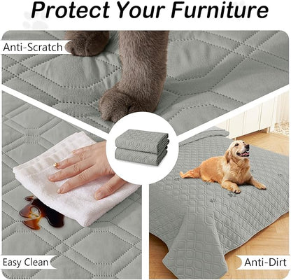 hyha Waterproof Dog Bed Blanket, Soft Pet Blankets, Waterproof Couch Cover for Dogs, Reversible Sofa Covers Washable for Furniture (40x50 Inch, Grey/Light Grey)