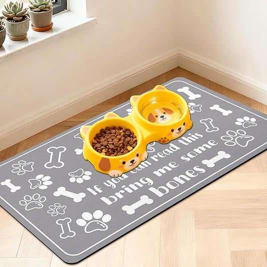 Pet Feeding Mat for Floors Waterproof Dog Mat for Food and Water Absorbent Quick Dry Non Slip mat for Cat Bowls