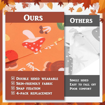 PAWCHIE Thanksgiving Dog Bandanas 4 Pack, Reversible Dogs Triangle Scarf Bibs, Dog Holiday Bandana with Two Adjustable Snaps, Multiple Thanksgiving-Themed Patterns for Dogs Puppy, Cats, Pets