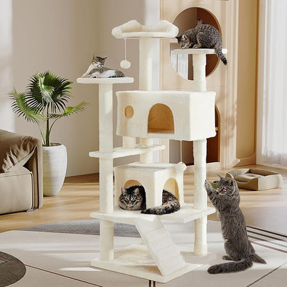 54 Inches Multi-Level Cat Tree Tower, Cat Tree Tower Furniture Activity with Scratching Post, Cats House Play, Toys and Condo for Indoor Kittens, Navy
