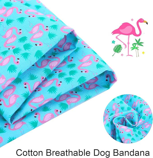 ARING PET Summer Dog Bandanas, Turquoise Flamingo Kerchief Triangle Bibs Scarf for Puppy Small Medium Large Boy Girl Dogs Cats-L