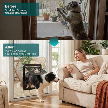 Ownpets Dog Screen Door, Inside Door Flap 12x14x0.4 Inch, Lockable Pet Screen Door, Magnetic Self-Closing Screen Door with Locking Function, Sturdy Screen Door for Dogs Cats
