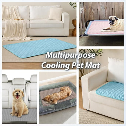 MICROCOSMOS Summer Cooling Mat & Sleeping Pad- Water Absorption Top, Materials Safe, Easy Carry, EZ Clean. Keep Cooling for Pets, Kids and Adults.(Dark Blue, 40" x 28")