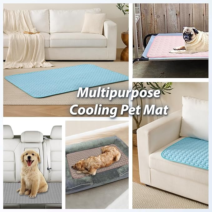 MICROCOSMOS Summer Cooling Mat & Sleeping Pad- Water Absorption Top, Materials Safe, Easy Carry, EZ Clean. Keep Cooling for Pets, Kids and Adults.(Drak Grey, 36" x24")