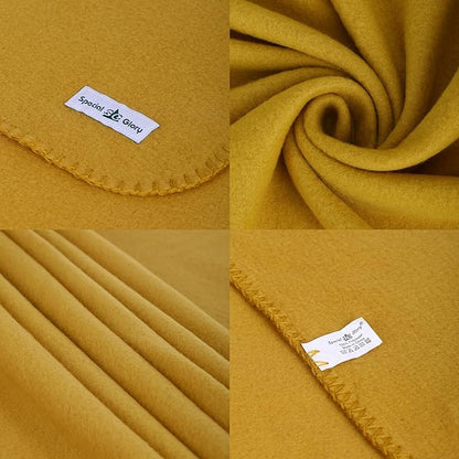 Fleece Throw Blankets Bulk Fleece Blankets Solid Wholesale Lightweight Warm Soft for Pet Bed Sofa Couch Office Wedding Gifts Travel Seasons Yellow 50x60 Inches Pack of 6