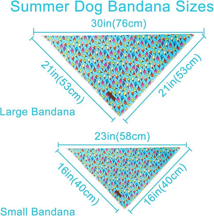 Summer Dog Bandana, Hawaii Bandana for Medium Large Dog, Cute Blue Puppy Bandana, Cotton Adorable Pet Triangle Bid Scarf Kerchief for Girl Boy Dogs