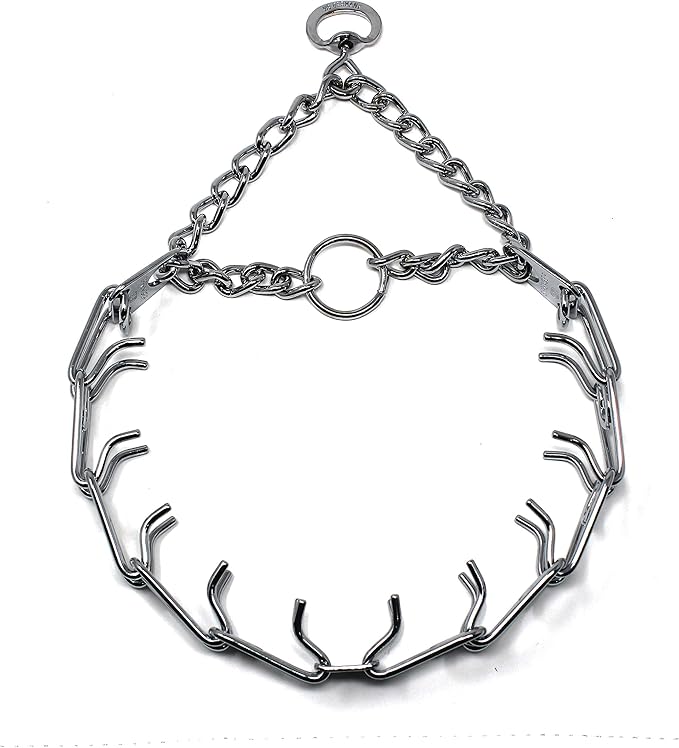 Herm Sprenger Prong Dog Training Collar, 22in x 3.0mm (Neck Size up to 18in) Medium, Ultra-Plus Chrome Plated Steel Pet Pinch Anti Pull Collar for Dogs Made in Germany