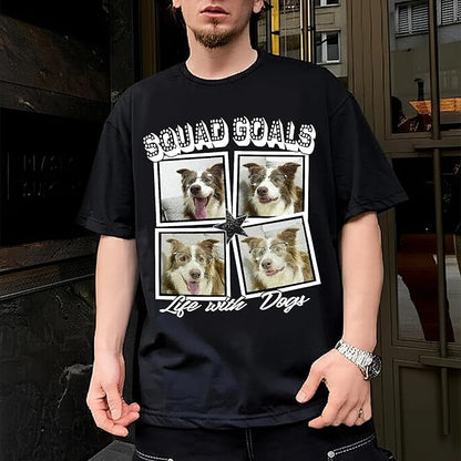H-DEWALL Custom Shirts Custom Bootleg Rap Shirt for Him Custom Face Shirt with Photo Pet Custom Tees Gift for Dog Cat Lover