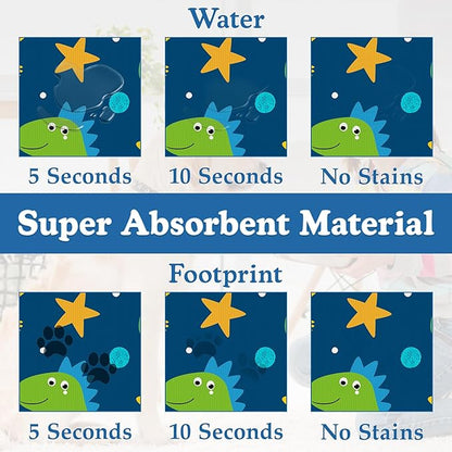 Cartoon Dino Pet Feeding Mat–Christmas Stocking Quick Dry Absorbent Dog Cat Food Mat, Non Slip Waterproof Bowl Placemat for Messy Eaters, Pet Accessories for Floors 12"x20"