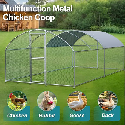 Large Chicken Coop, Chicken Coops for 20 Chickens, Chicken Runs for Yard with Water Poof & UV Resistance Cover, Dome Roof Chicken Coop Run with Double Lockable Doors for Outdoor Backyard