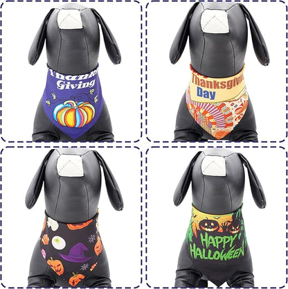 30 Pack Halloween Thanksgiving Dog Bandanas Bulk Stitch Dog Bandanas Small Dogs Polyester Scarves Puppy Cats Breed Party Grooming S