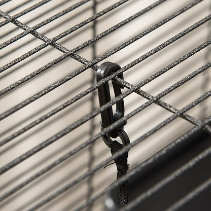 PawHut Metal Small Animal Cage, 4-Tiers Rolling Big Ferret Cage with Hammock, Removable Tray, for Chinchilla, Sugar Glider, Gray