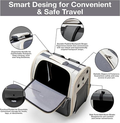 Pet Carrier Backpack for Cats & Dogs up to 22 LBS – Airline Approved Cat Carrier Bag – Ventilated Design for Travel, Hiking & Vet Transport