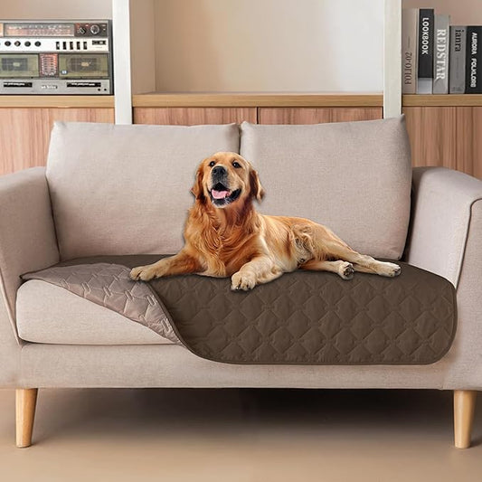 gogobunny 100% Double-Sided Waterproof Dog Bed Cover Pet Blanket Sofa Couch Furniture Protector for Puppy Large Dog Cat, Reversible (32x53 Inch (Pack of 1), Dark Chocolate/Light Chocolate)