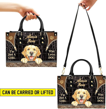 Personalized Pet Mom Leather Handbag – Custom Name Dog Cat Photo Purse, Pet Lover Gifts for Women, Christmas