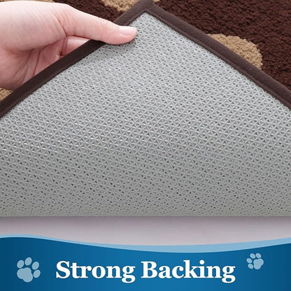 Buganda Dog Door Mat for Muddy Paws, Absorbent Dirt Trapper Washable Indoor Doormats, Non Slip Low-Profile Mud Mat for Dogs, Front Entrance Doormat for Inside Floor (48x30 Inches, Brown)