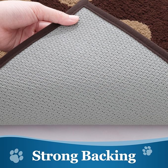 Buganda Dog Door Mat for Muddy Paws, Absorbent Dirt Trapper Washable Indoor Doormats, Non Slip Low-Profile Mud Mat for Dogs, Front Entrance Doormat for Inside Floor (70x47 Inches, Brown)