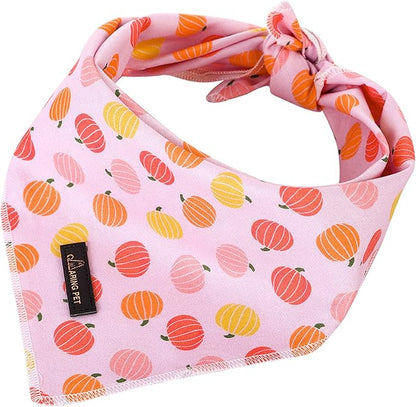 ARING PET Halloween Dog Bandanas, Cotton Pink Pumpkin Pet Bandanas Cute Triangle Bibs Scarf for Small Medium Large Boy Girl Dogs and Cats-S