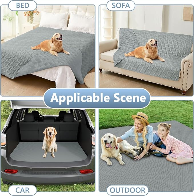 hyha Waterproof Dog Blanket, Soft Dog Bed Cover Pet Blankets, Waterproof Sofa Couch Cover for Dogs Washable, Reversible Pet Couch Covers for Sofa Furniture (40x80 Inch, Grey/Grey)