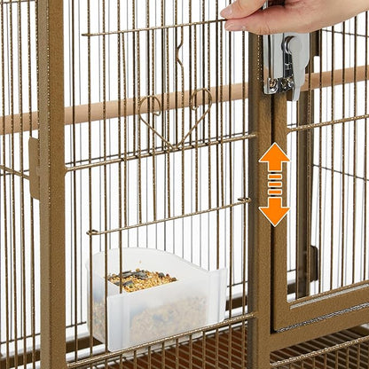 Topeakmart 53.5inch Large Bird Cage Metal Mobile Parrot Cage for Canary Pacific Parrotlet Lovebird Budgie Caique Senegal Green-cheeked Conure, Palmer Green