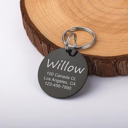 Anavia Personalized Pet ID Tags, Stainless Steel Glossy Laser Engraved Dog Cat Collar Name Tags, Multiple Colors Shapes Sizes (Round, Small)