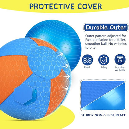 Herding Ball for Dogs and Horses - 18" Dog Herding Ball for Australian Shepherd Collie, Jolly Ball for Dogs Agility Equipment, Herding Ball Durable Bite-Resistant with Reinforced Stitching-Orange&Blue