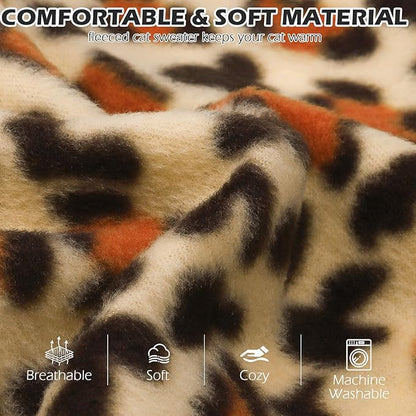 EXPAWLORER Soft Cat Sweater - Leopard Print Sweaters for Cats Only Warm Kitten Clothes, Fall and Winter Pet Coat Pullover Design Feline, Fleece Clothing Also for Puppy Small Dogs, Medium