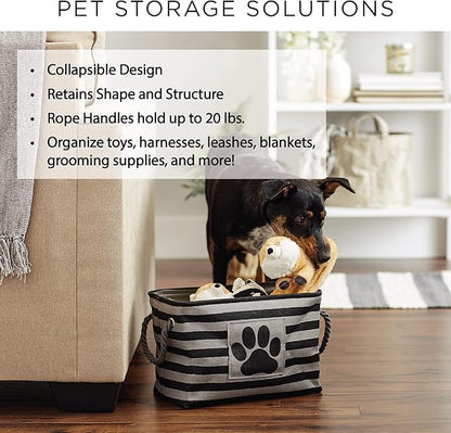 Bone Dry Pet Storage Collection Collapsible Bin, Black, Small Rectangle