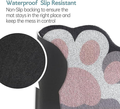 Cute Cat Litter Mat 24”x16”, Litter Box Mat, Litter Trapping Mat, Soft on Kitty Paws, Easy Clean, Anti Slip, Pet Accessories, Door Floor mats - White Pink60*40