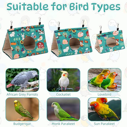 Rypet Winter Warm Bird Nest House - Hanging Hammock Velvet Shed Hut Cage Plush Fluffy Birds Hideaway Sleeping Bed Fuzzy for Parrot Parakeet Cockatiels Budgies Lovebird Medium (Forest Green)