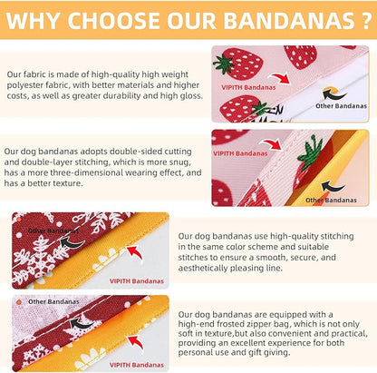 Summer Spring Dog Bandanas 2PCS, Premium Durable Fabric Dog Scarf Bid Handkerchief Bandanas for Boy Girl Small Medium Large Dogs (Medium)