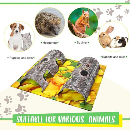Pet Activity Tunnels - Interactive Tree Trunk Cat Play Tunnel Tube center with Peek Holes, Pets Puzzle Hunt Chase Training Center for Kitten, Ferret,Hedge,Rabbits,Small Animals