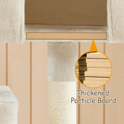 Yaheetech Cat Tree, 33.5in Cat Tower with 2 Cozy Condos, Soft Perch & Sisal Scratching Posts, Cat House Activity Center Furniture for Indoor Cats, Beige