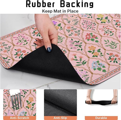 Absorbent Pet Dog Bowl Mat for Food and Water, Pet Cat Food Feeding Mat with Non Slip Rubber Backing, Dog Food Mats for Floors Waterproof, 12"x20"