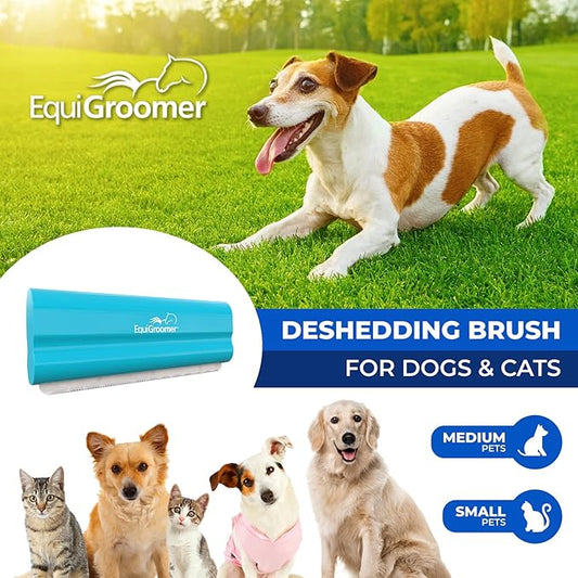 EasyGroomer Deshedding Brush for Dogs & Cats – Undercoat Grooming Tool for Short & Long Hair, Removes Loose Fur & Dirt, Reduces Shedding for Small & Large Pets, Turquoise