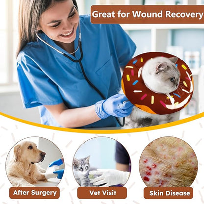 Cat Cone Collar Soft, Cat Recovery Collar for Wound Healing Cute Donut Adjustable Kittens Cones to Stop Licking Comfortable Lightweight Neck Elizabethan Collars for Cats Kittens After Surgery