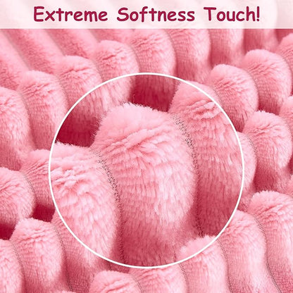 Soft Fleece Baby Blanket Ultra Cozy Pink Baby Blankets for Girls Warm and Lightweight Infant Toddler Newborn Receiving Gift with Reversible Stripes for Crib Stroller, 30x40 Inch, Dark Pink